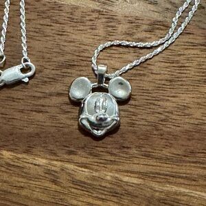 Custom Sterling Silver Mickey Mouse Pendant Necklace
